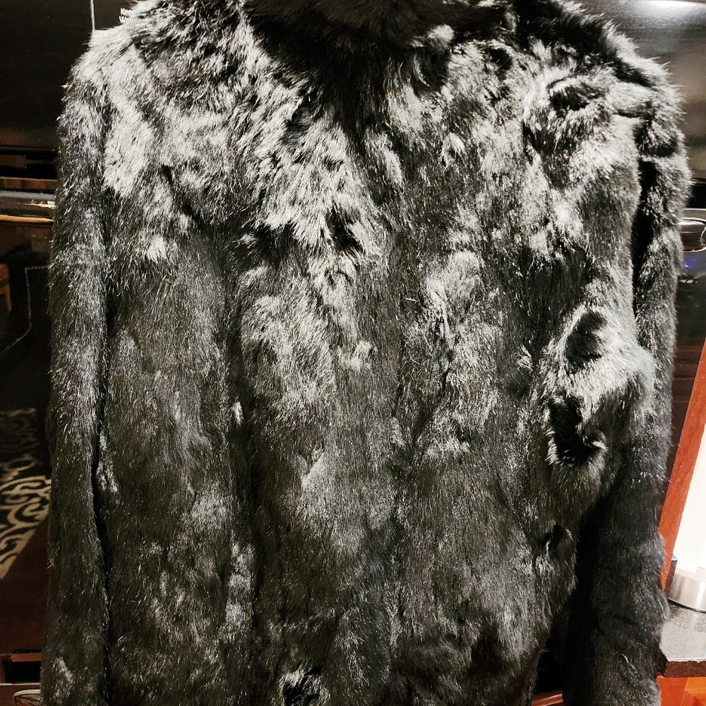 Hina Black Rabbit FUR Jacket XXL